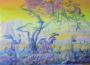 绘画 标题为“paysage n°24” 由Yves Gaudillat, 原创艺术品, 丙烯 安装在木质担架架上