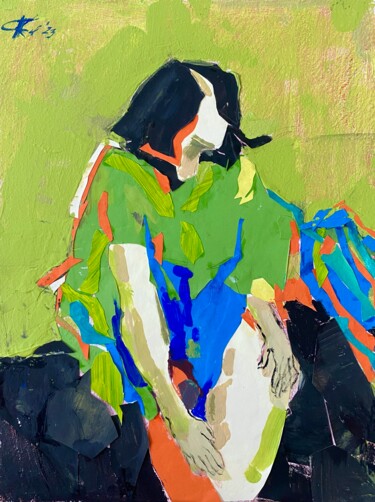 Collages intitulée "She" par Kseniia Kozhakhanova, Œuvre d'art originale, Collages Monté sur Panneau de bois