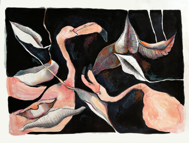 Peinture intitulée "Bal tournoyant rose" par Isabelle Barnasson, Œuvre d'art originale, Aquarelle