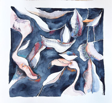 Peinture intitulée "Folie flamboyante r…" par Isabelle Barnasson, Œuvre d'art originale, Aquarelle