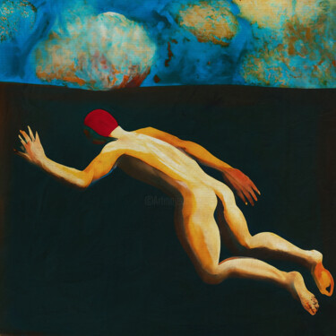 The leap into darkness 绘画 标题为“The leap into darkn…” 由Jan Keteleer, 原创艺术品, 数字油画 安装在木质担架架上