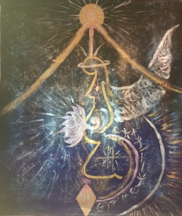 Schilderij getiteld "Immaculée Conception" door Elaine St Clair, Origineel Kunstwerk, Acryl Gemonteerd op Houten paneel