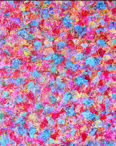「BLOOMING, framed」というタイトルの絵画 Tomo Gorjancによって, オリジナルのアートワーク, アクリル ウッドストレッチャーフレームにマウント