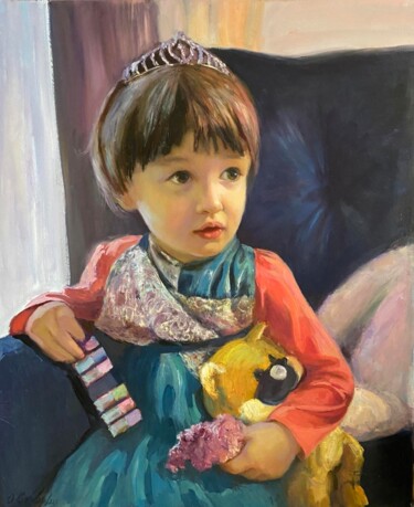 Peinture intitulée "Little princess" par Olga Samar, Œuvre d'art originale, Huile