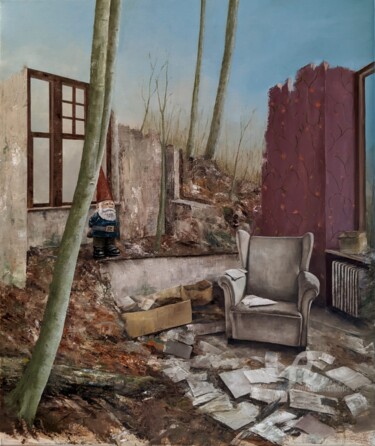 Schilderij getiteld "Zwerg, Sessel betra…" door Unai Etxebarria, Origineel Kunstwerk, Olie