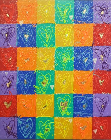 Pittura intitolato "Heart of Gold" da Anthony Saldivar, Opera d'arte originale, Acrilico