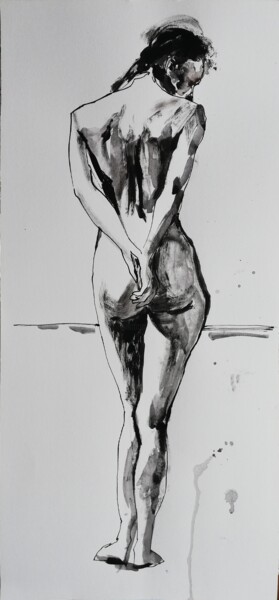 图画 标题为“Nude by the Sea II” 由Jelena Djokic, 原创艺术品, 墨