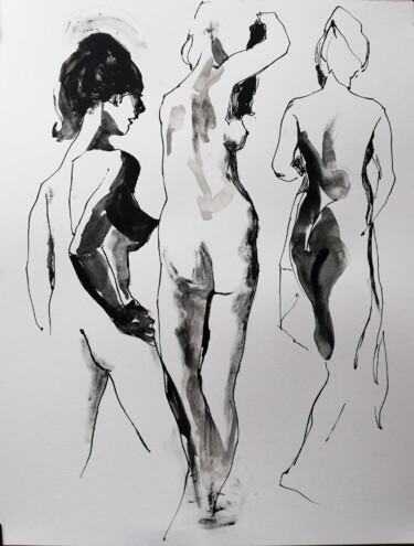 图画 标题为“Bathers IV” 由Jelena Djokic, 原创艺术品, 墨
