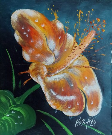 Pintura titulada "Hibiscus" por Pascal Koza, Obra de arte original, Acrílico Montado en Bastidor de camilla de madera