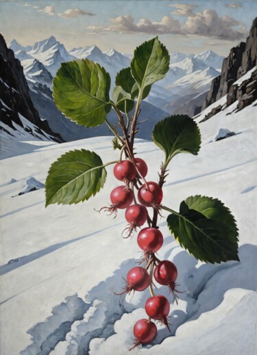 Winter Radishes Painting titled "Winter Radishes" by Nursultan Abildayev, Original Artwork, Acrylic Mounted on Wood Stretcher frame