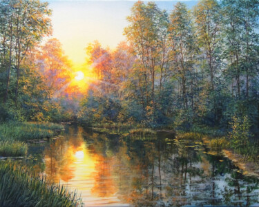 Painting titled "Симфония заката" by Oleg Riabchuk, Original Artwork, Oil