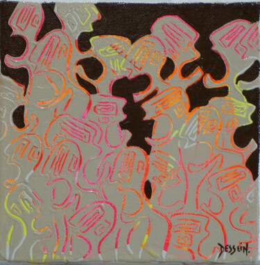 Peinture intitulée "Nématoïdes des plai…" par Delphine Dessein, Œuvre d'art originale, Acrylique Monté sur Châssis en bois