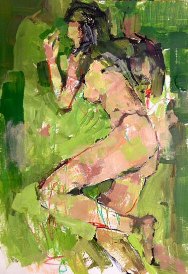 Schilderij getiteld "Malachite" door Kseniia Kozhakhanova, Origineel Kunstwerk, Acryl