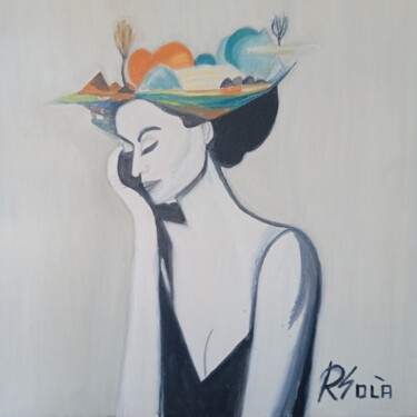 Pintura titulada "La pensativa" por Roser Solà, Obra de arte original, Oleo