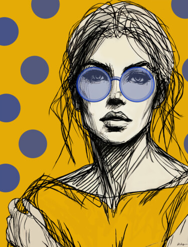 数字艺术 标题为“WOMAN WITH GLASSES…” 由Katarzyna Jasyk, 原创艺术品, 数字油画