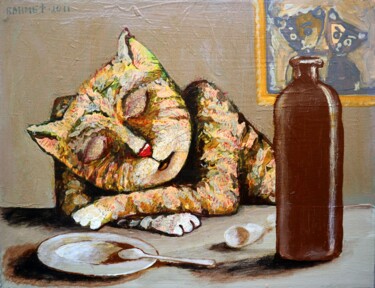 Painting titled "Philosopher" by Rakhmet Redzhepov, Original Artwork, Oil Mounted on Wood Stretcher frame
