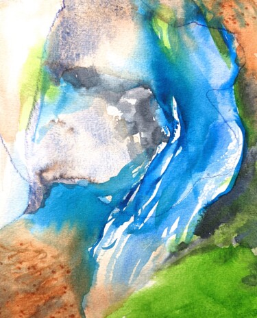 Painting titled "Ilha verde 1" by Kateryna Kondratieva, Original Artwork, Watercolor
