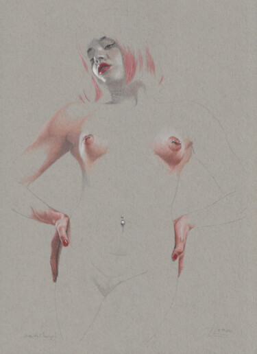 "Die 3 Piercings (23:06)" 图画 标题为“"Die 3 Piercings (2…” 由Walter Roos, 原创艺术品, 铅笔