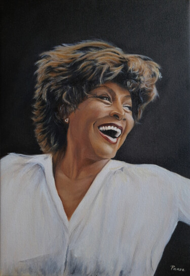 Tina Turner portrait Schilderij getiteld "Tina Turner portrait" door Pavlína Ostrá (Paave Art), Origineel Kunstwerk, Olie Gemonteerd op Frame voo…