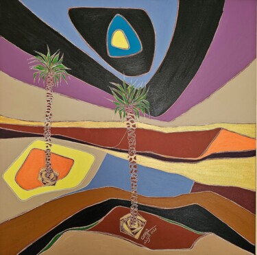 Painting titled "My city Riyadh" by Omar Yousef Alrashed, Original Artwork, Acrylic