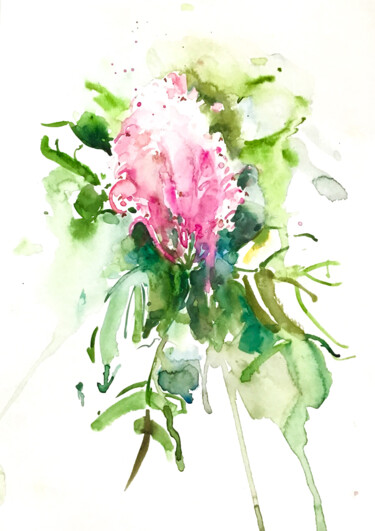 Painting titled "Pink" by Kateryna Kondratieva, Original Artwork, Watercolor