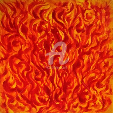 Peinture intitulée "FIRE 7" par Constantin Popescu, Œuvre d'art originale, Huile Monté sur Châssis en bois