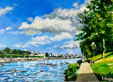 Peinture intitulée "La Seine à Levallois" par Pascal Brachet, Œuvre d'art originale, Acrylique