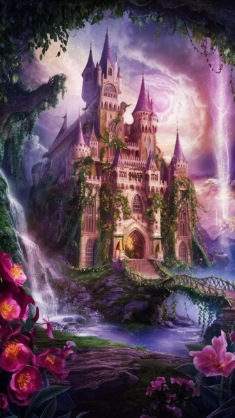 제목이 "chateau dans la veg…"인 디지털 아트 Caprice로, 원작, AI 생성 이미지