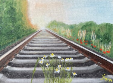 Malerei mit dem Titel "le chemin" von Stefan Dhein, Original-Kunstwerk, Öl