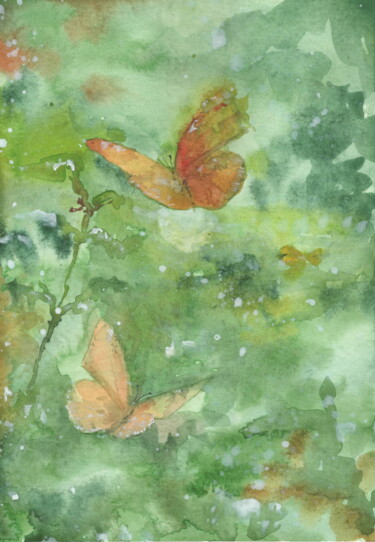 「Le ballet des papil…」というタイトルの絵画 Colorlinkaによって, オリジナルのアートワーク, 水彩画