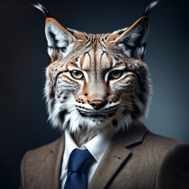 Portrait de Tigrou senior 数字艺术 标题为“Portrait de Tigrou…” 由Benjamin De Glimme, 原创艺术品, 数字油画 安装在木质担架架上