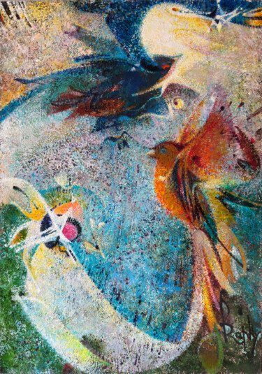 Peinture intitulée "L’envol" par Raphy, Œuvre d'art originale, Huile Monté sur Châssis en bois