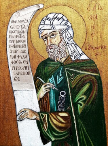 Peinture intitulée "Saint-Jean Damascène" par Laure Barlet, Œuvre d'art originale, Huile