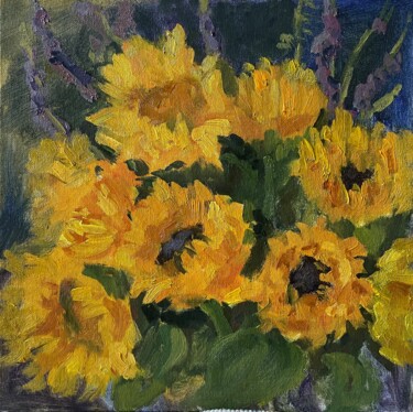 Pittura intitolato "Sunflowers etude" da Artkaso, Opera d'arte originale, Olio