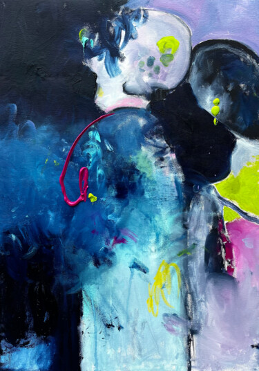Painting titled "the cognitive disso…" by Krystsina Khramaya (CHROMA), Original Artwork, Oil Mounted on Wood Stretcher frame