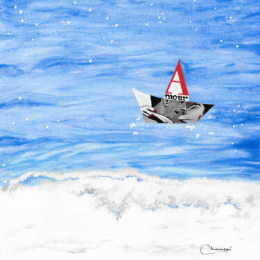 Amour avec un grand A Painting titled "Amour avec un grand…" by Geneviève Chaussé, Original Artwork, Watercolor