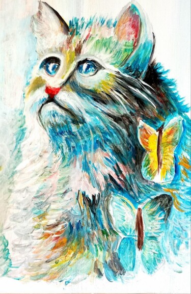 绘画 标题为“Cat” 由Arthur Savachenko, 原创艺术品, 丙烯