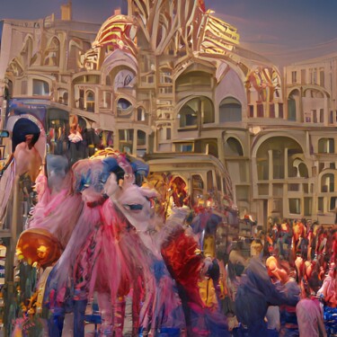 绘画 标题为“TO THE GRAND BAL” 由Christian Bucher, 原创艺术品, 丙烯 安装在木质担架架上
