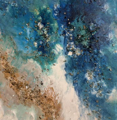 Blue-gold stream of love Pittura intitolato "Blue-gold stream of…" da Nataly Ustinova, Opera d'arte originale, Acrilico