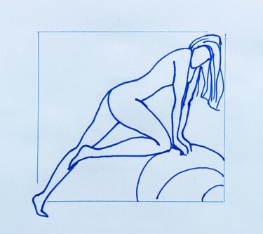Blue Body Balance Nr. 1 Female Abstract Drawing 图画 标题为“Blue Body Balance N…” 由Natalia Ayupov, 原创艺术品, 标记
