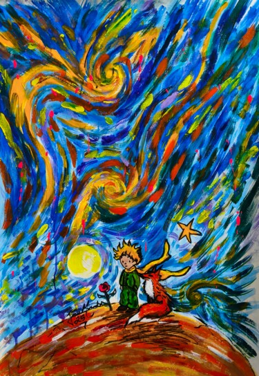 Painting titled "The little prince m…" by João Miranda, Original Artwork, Acrylic