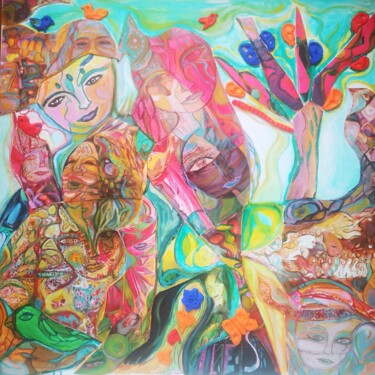 Peinture intitulée "Blood and love :to…" par Abricodéal Îles, Œuvre d'art originale, Acrylique Monté sur Châssis en bois