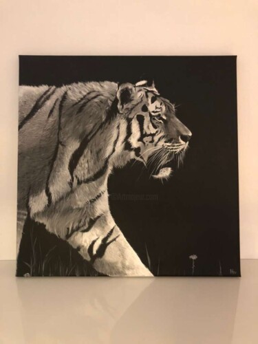 绘画 标题为“TIGER” 由Nina Pichler, 原创艺术品, 丙烯 安装在木质担架架上