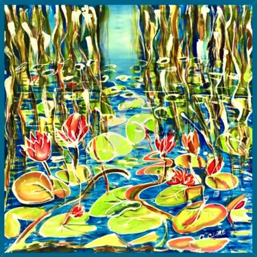 Peinture intitulée "Nymphéas n°1" par Catherine Clare, Œuvre d'art originale, Photographie numérique Monté sur Aluminium