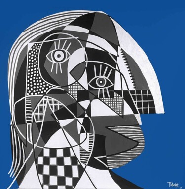 绘画 标题为“Retrato gris en fon…” 由Enrique Pichardo, 原创艺术品, 丙烯