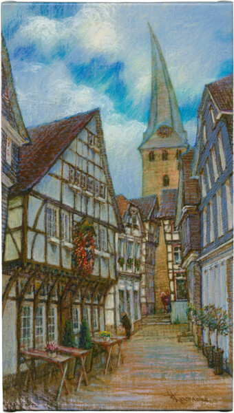 Pittura intitolato "Altstadt Hattingen" da Konoko, Opera d'arte originale, Olio