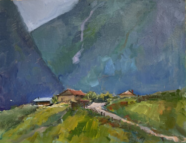 "Elbrus village" başlıklı Tablo Татьяна Краснова tarafından, Orijinal sanat, Petrol