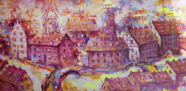 Peinture intitulée "Old city" par Ruslan Pushkash, Œuvre d'art originale, Huile Monté sur Châssis en bois