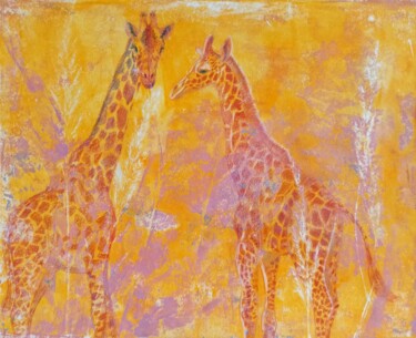 「Golden Giraffes」というタイトルの絵画 Alyona Masterkovaによって, オリジナルのアートワーク, アクリル