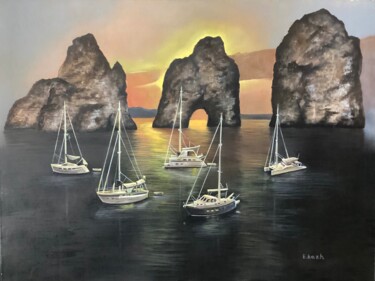 Painting titled "The Sunset in Albuf…" by Eva Bazhenova, Original Artwork, Oil